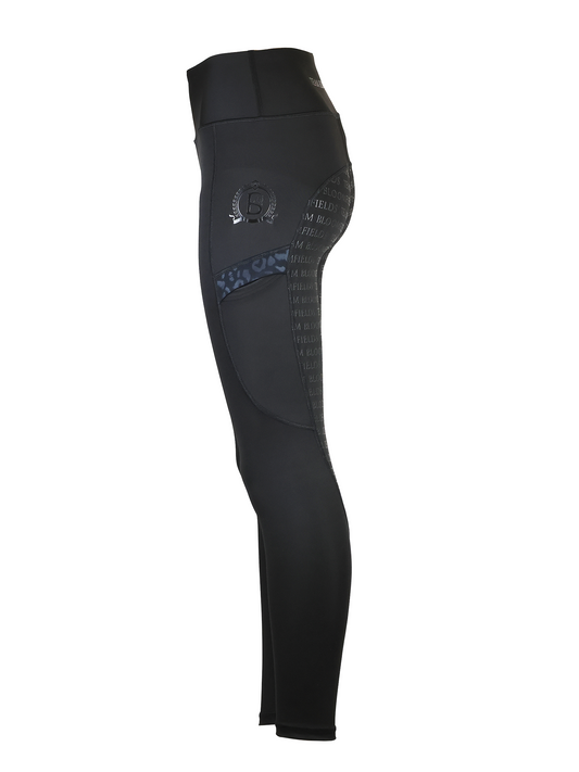 Leonora Black & Black Full Silicone Seat Riding Leggings