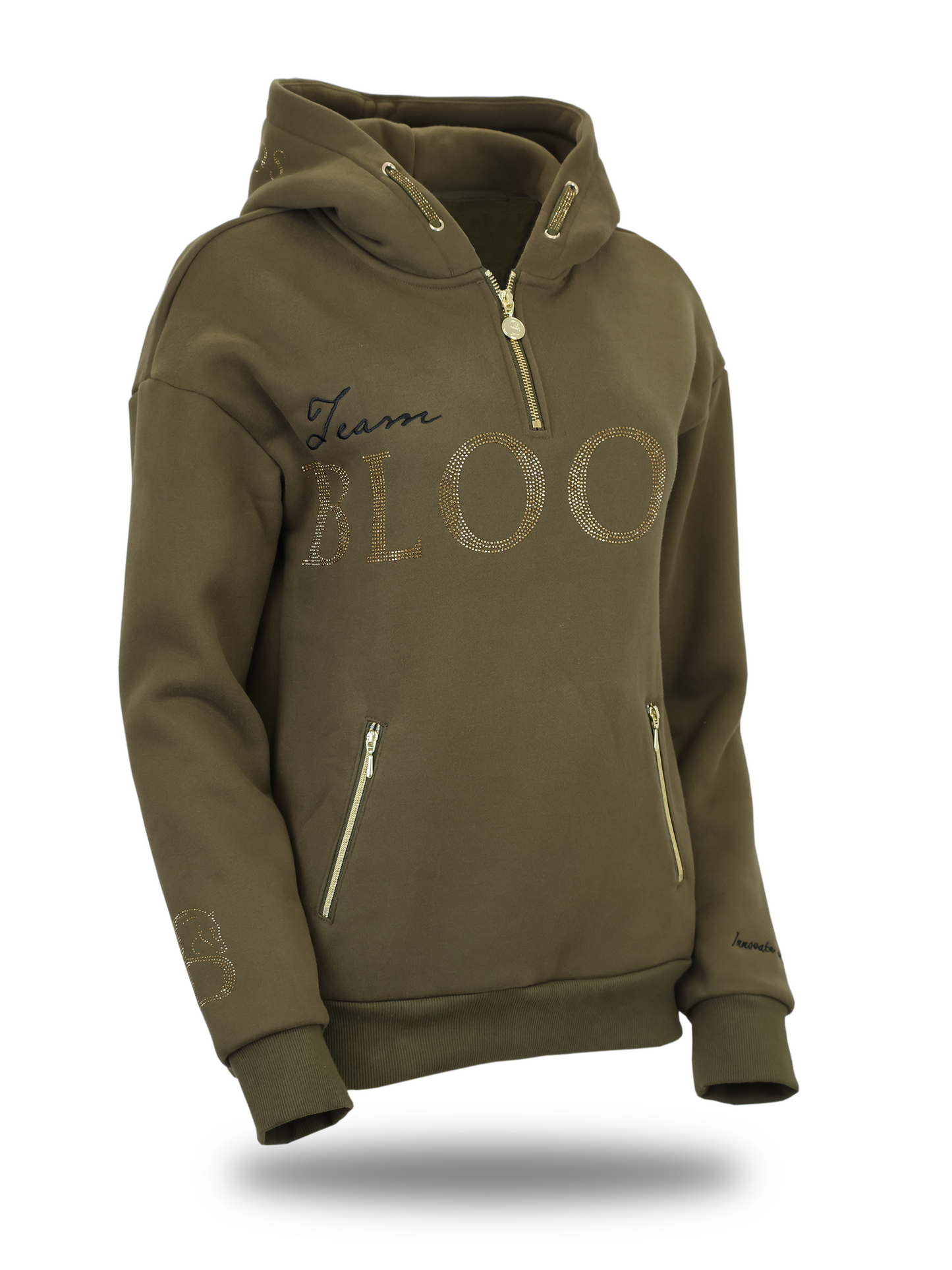 Kids Luna - Rhinestone Logo Hoodie in Olive