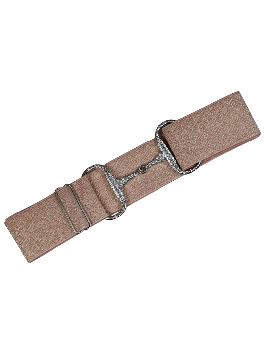 Metallic Rose Gold With Diamante Silver Snaffle Belt