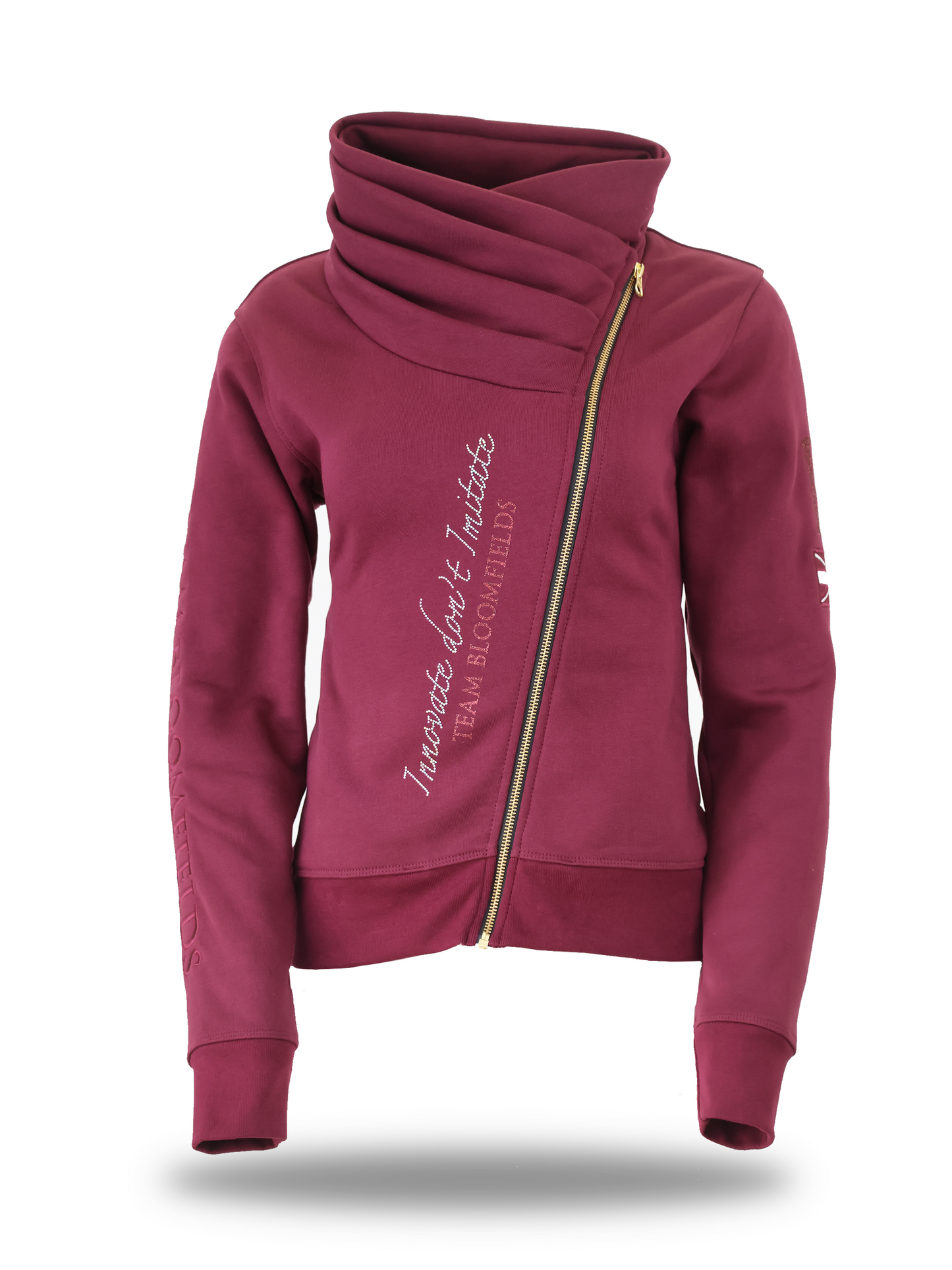 Sabrina Burgundy With Rhinestones Mini Ruffle Collar Top