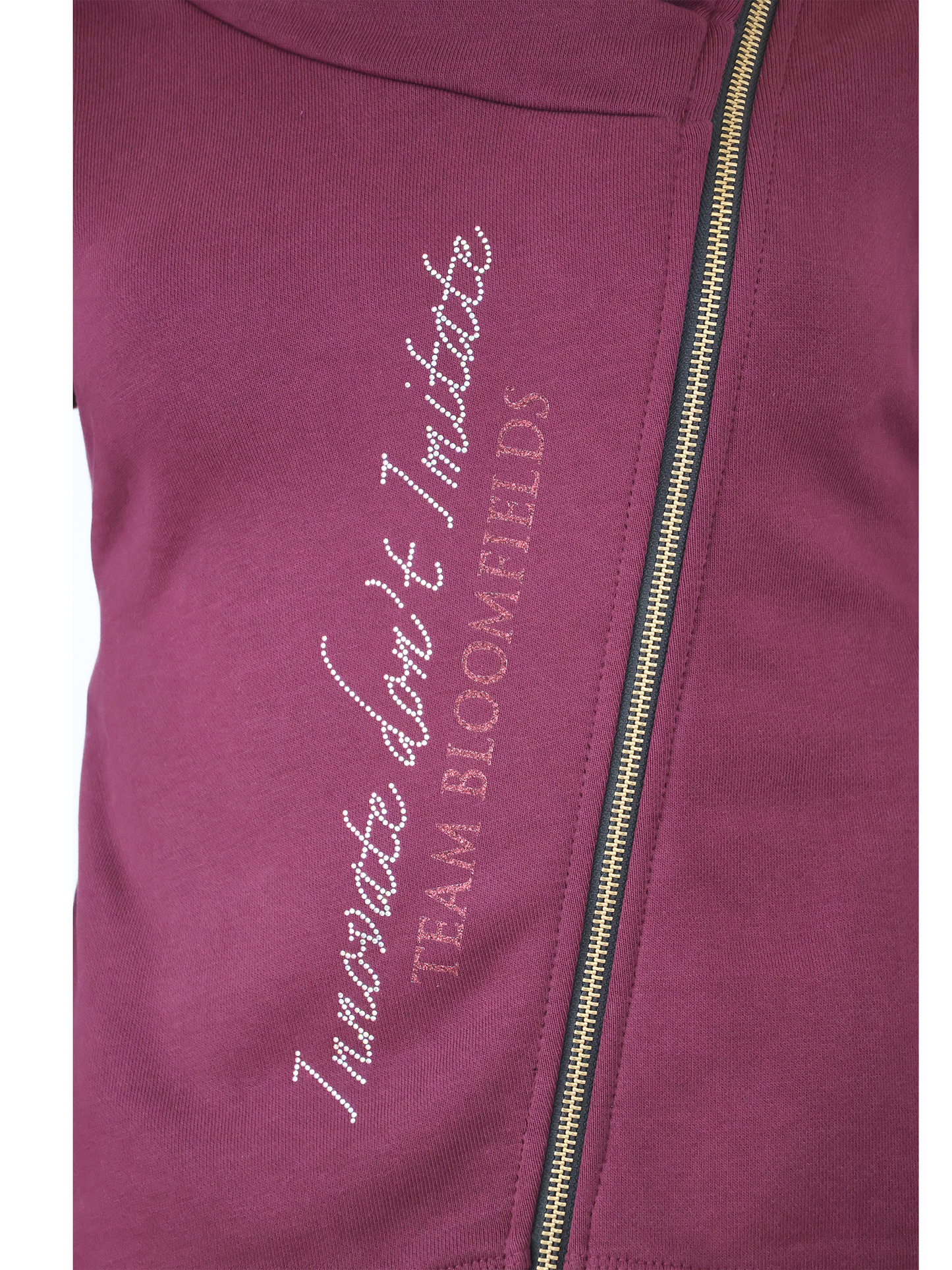 Sabrina Burgundy With Rhinestones Mini Ruffle Collar Top