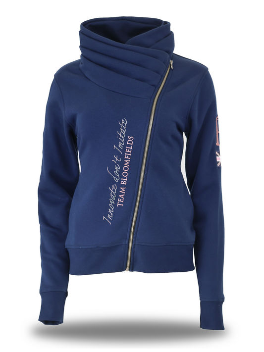 Sabrina Navy & Pink Ruffle Collar Adults Top