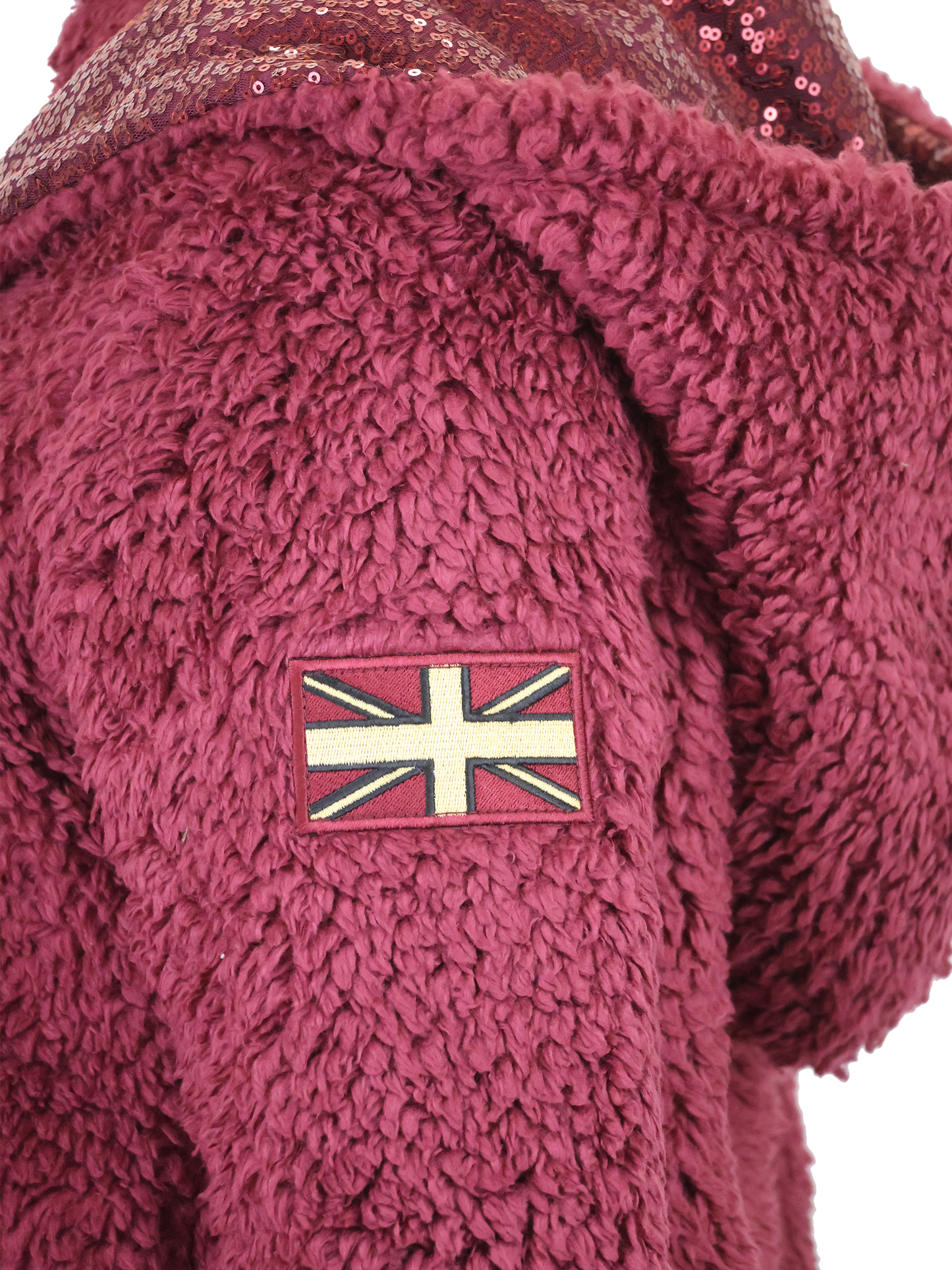 Taggie Burgundy Double Collar Teddybear Adult Fleece