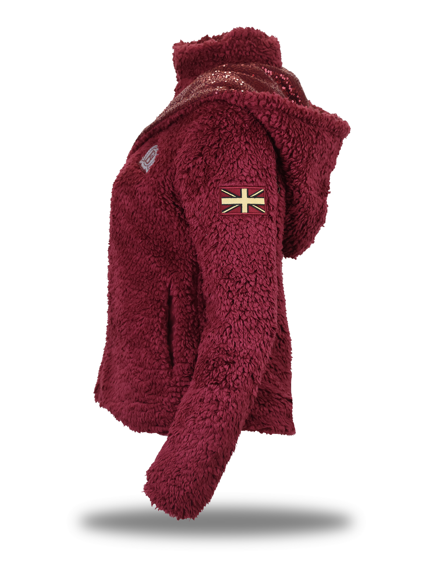 Taggie Burgundy Double Collar Teddybear Adult Fleece