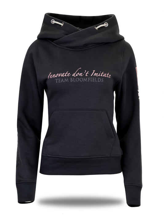 Amelia Black & Pink Cross Necked Hoodie