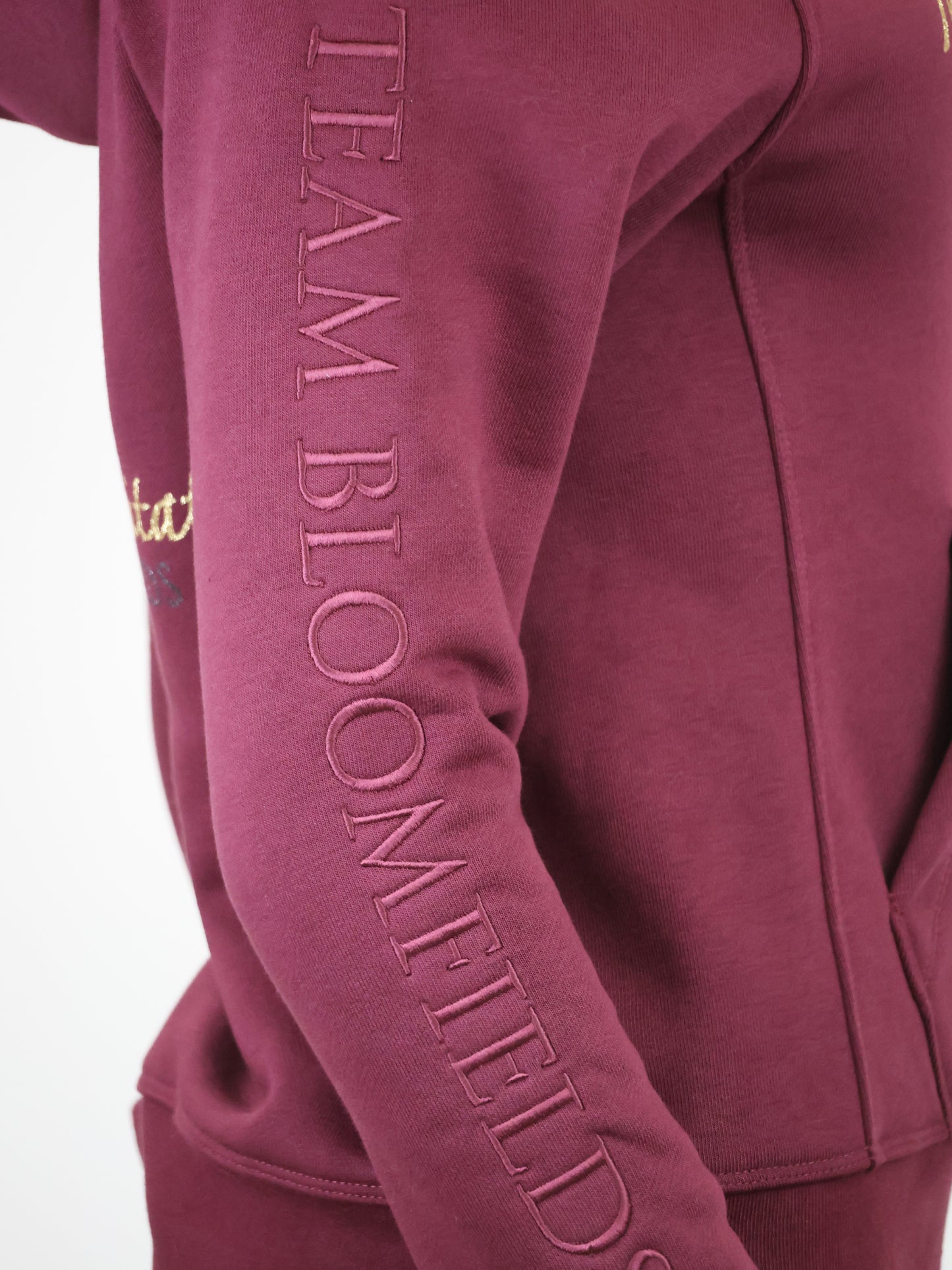 Amelia Burgundy & Gold Necked Hoodie
