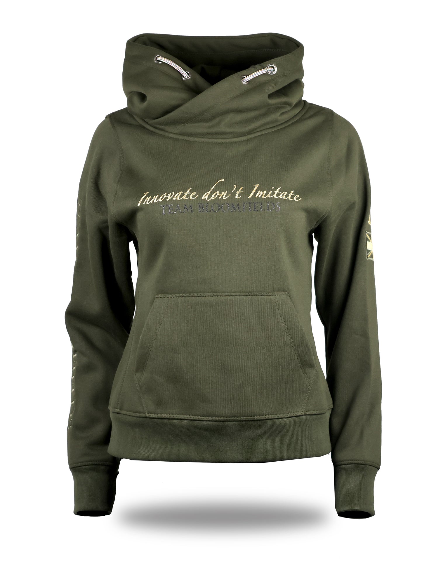 Amelia Olive & Gold Cross Necked Hoodie