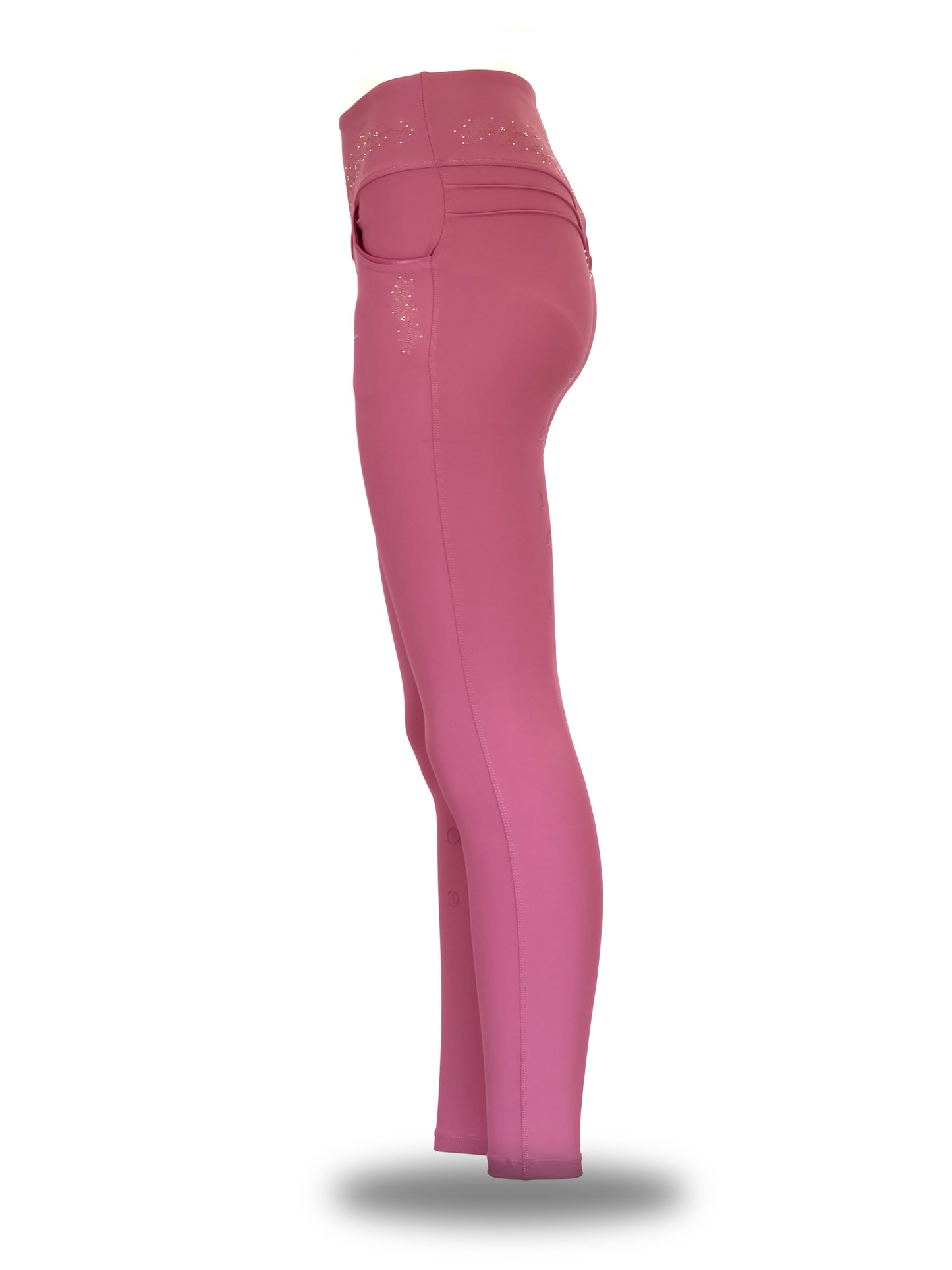 Adults' Anemone Leggings in Old Rose, left side view
