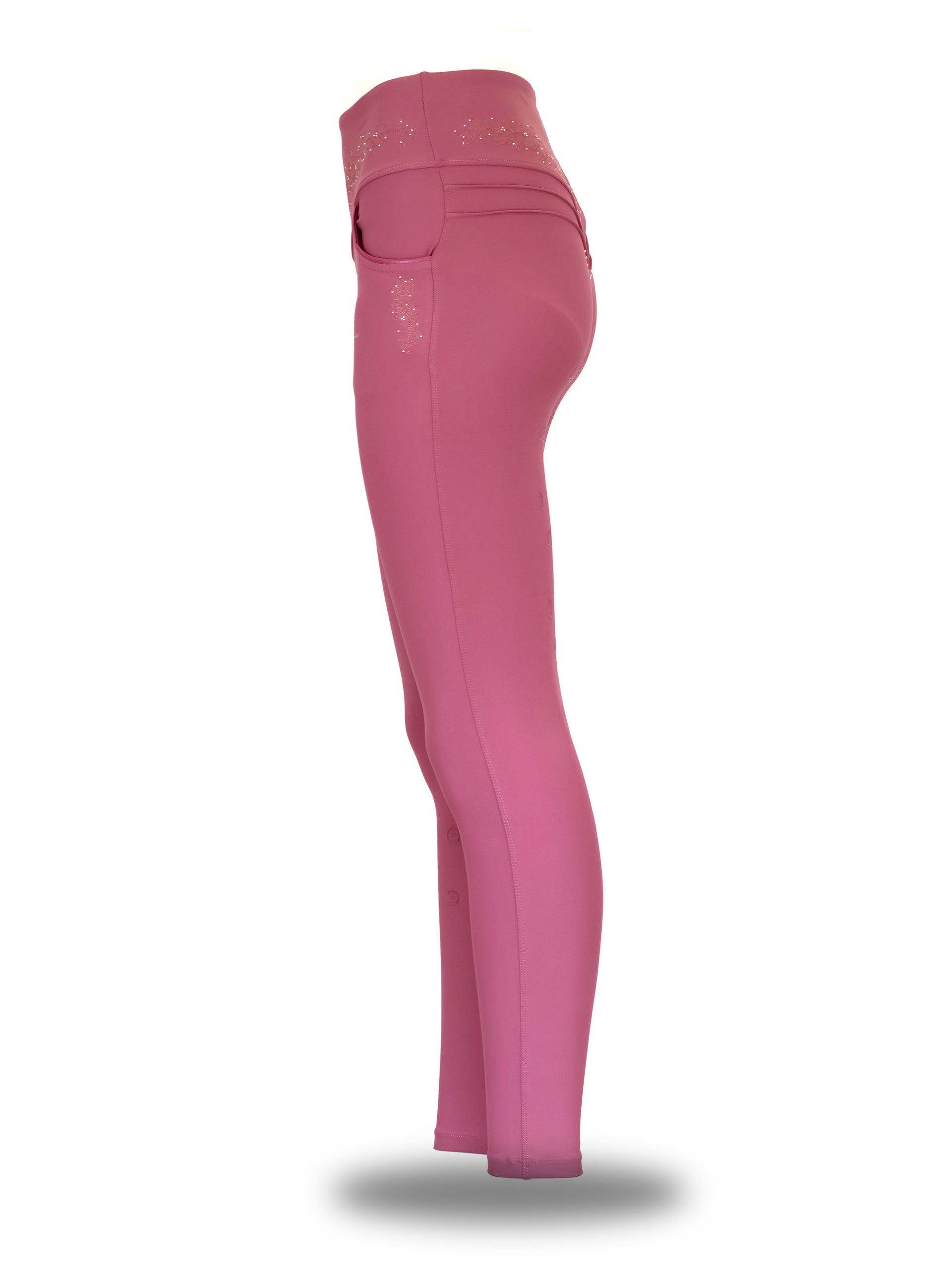 Adults' Anemone Leggings in Old Rose, left side view