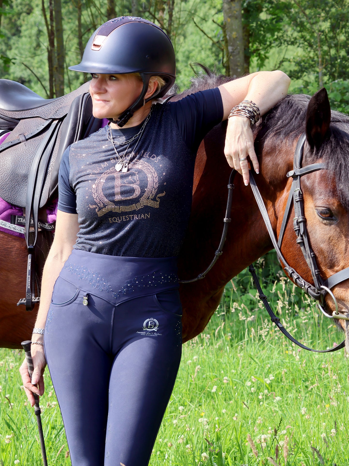 Celine Navy Crystal T-Shirts