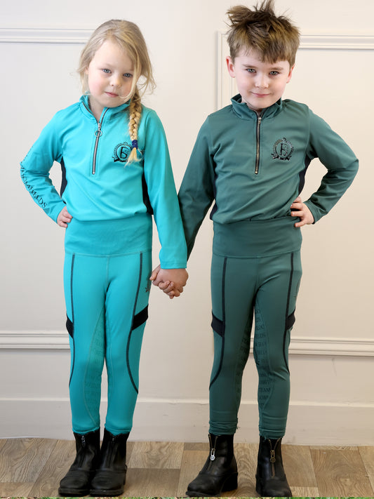 Aqua & Black Mini Leggings