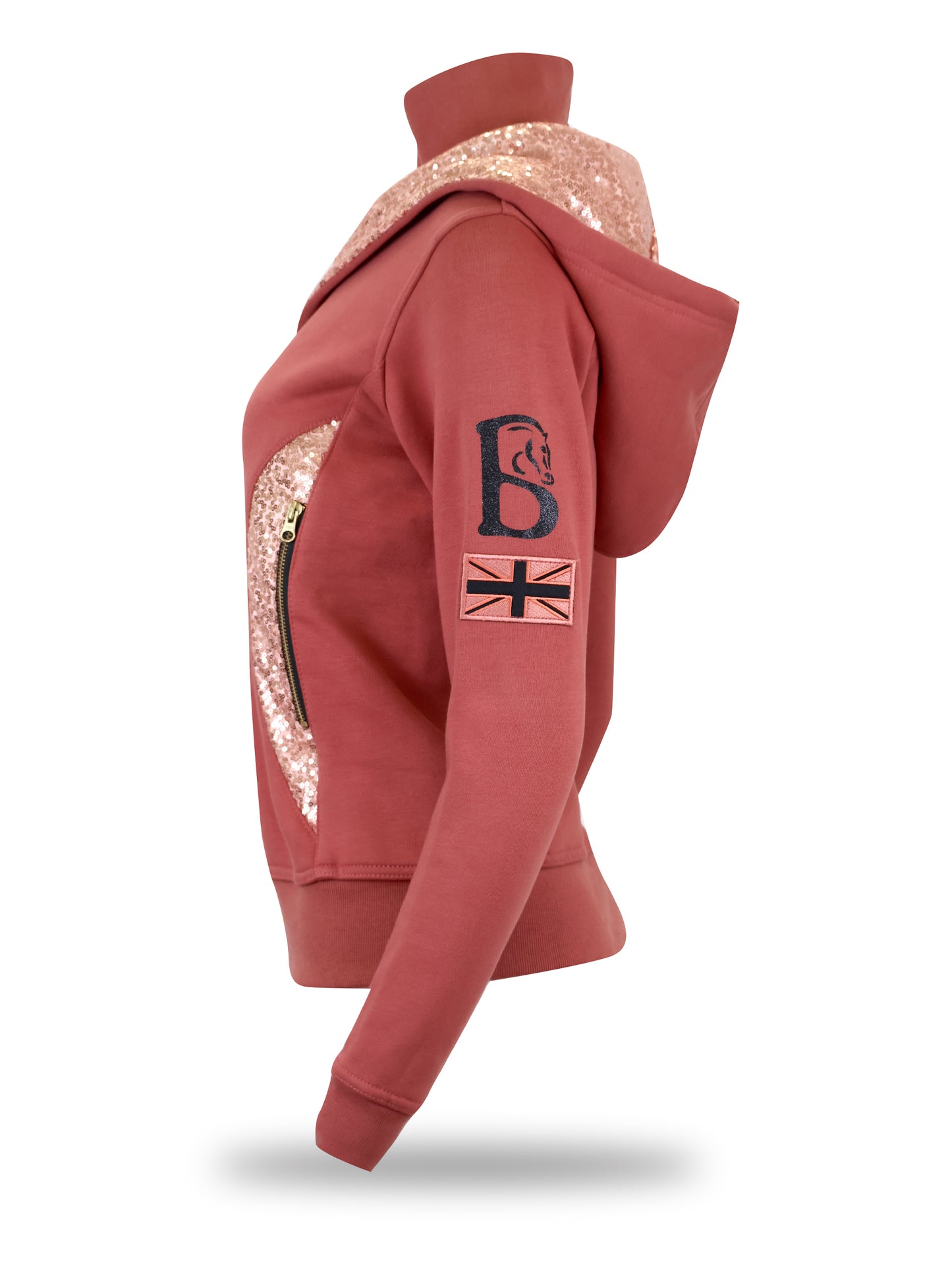 Arabella Mini Burnt Apricot Double Collar Fitted Zip Hoodie