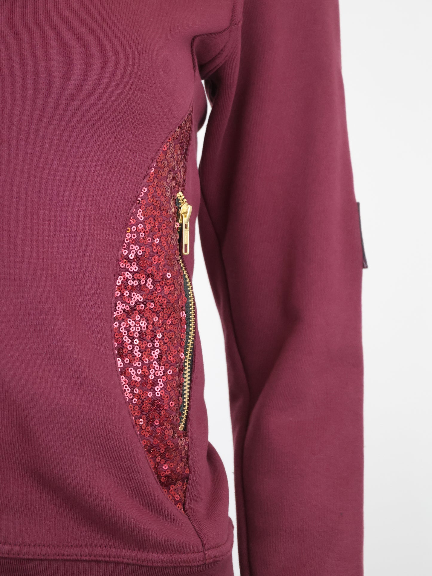 Arabella Burgundy & Gold Double Collar Hoodie
