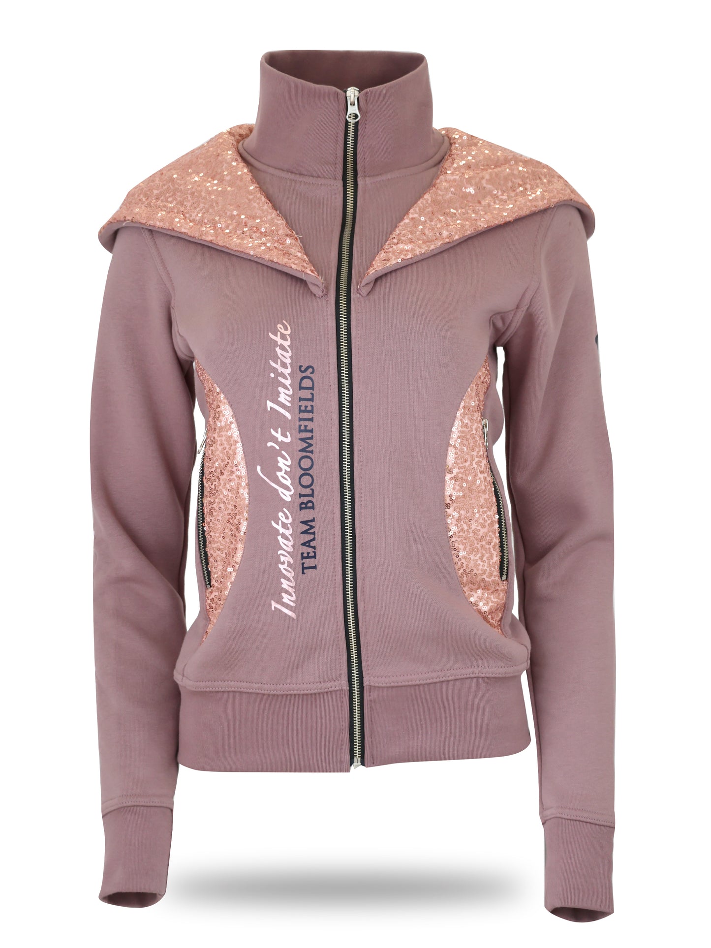 Arabella Mini Heather Double Collar Fitted Zip Hoodie