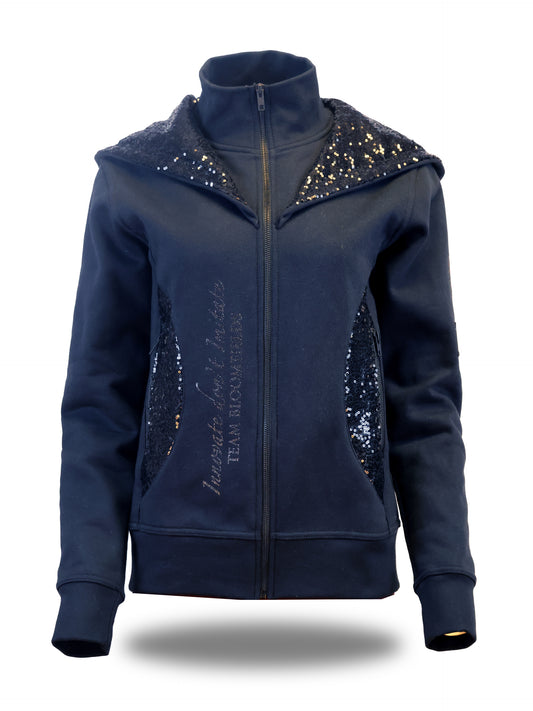 Arabella Mini Navy & Navy Double Collar Fitted Zip Hoodie