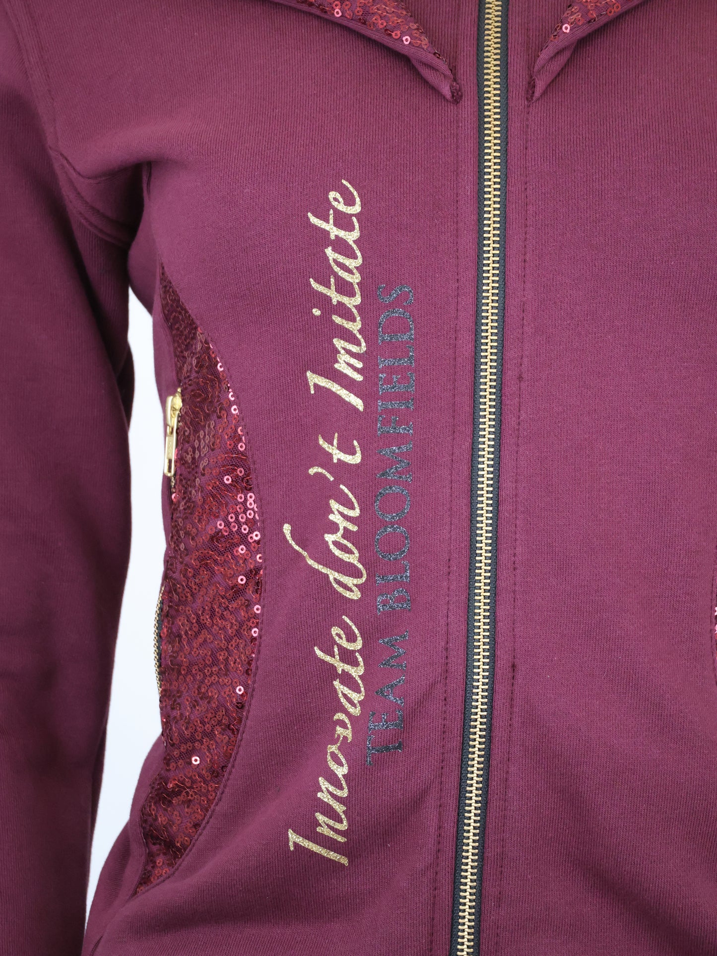 Arabella Burgundy & Gold Double Collar Hoodie