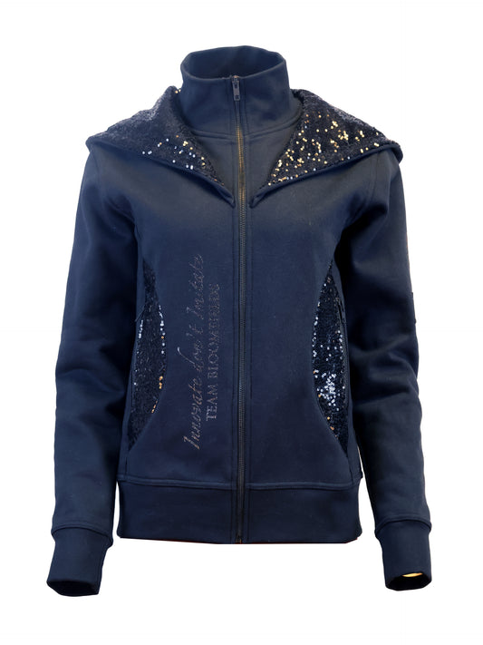 Arabella Navy With Navy Double Collar Fitted Zip Hoodie