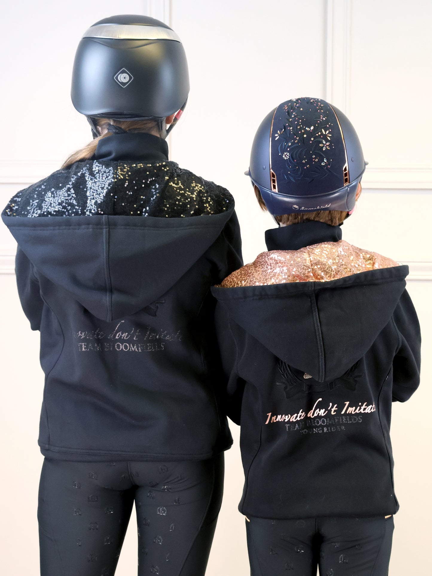 Arabella Mini Black & Rose Gold Double Collar Fitted Zip Hoodie