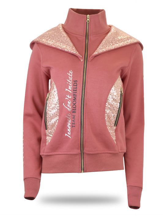Arabella Mini Burnt Apricot Double Collar Fitted Zip Hoodie