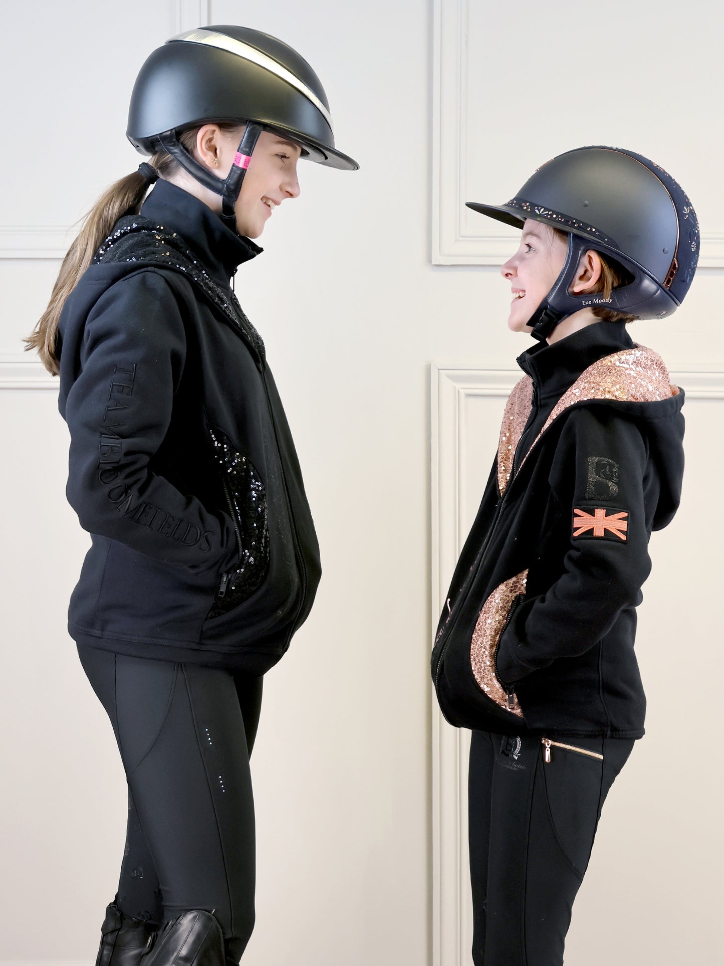 Arabella Mini Black & Rose Gold Double Collar Fitted Zip Hoodie