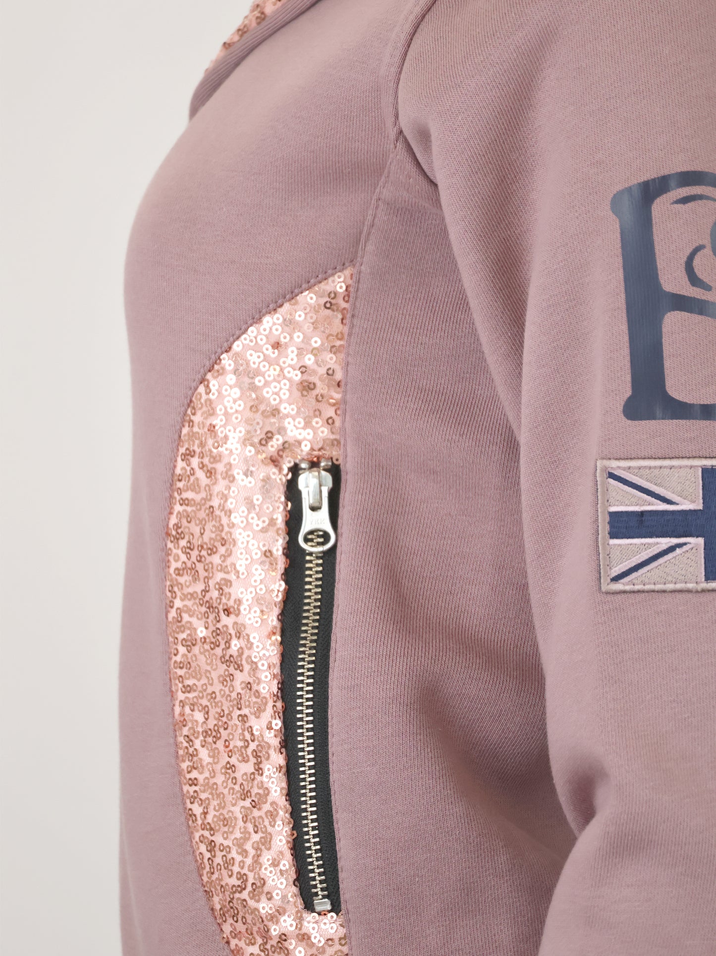 Arabella Mini Heather Double Collar Fitted Zip Hoodie