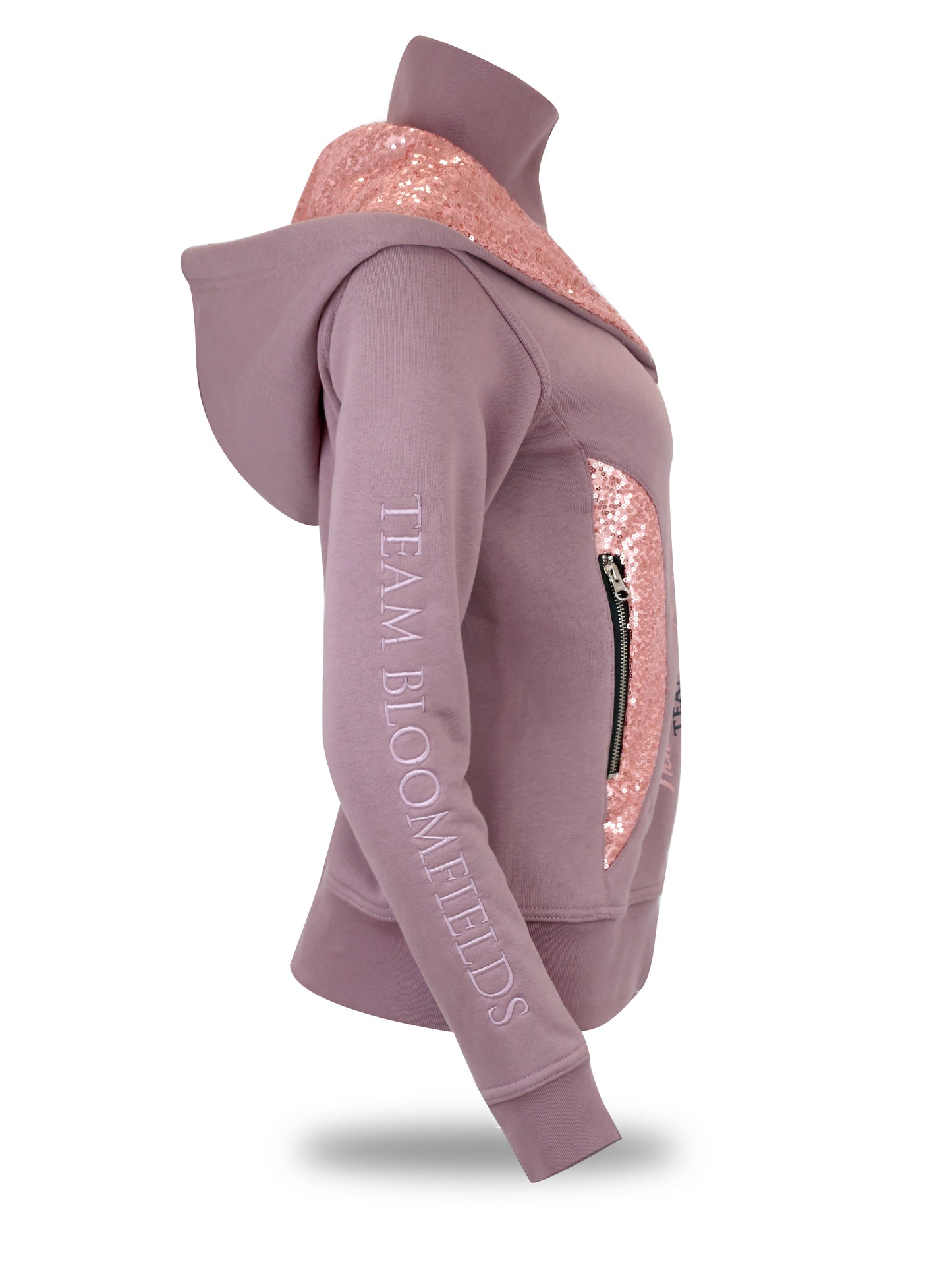 Arabella Mini Heather Double Collar Fitted Zip Hoodie