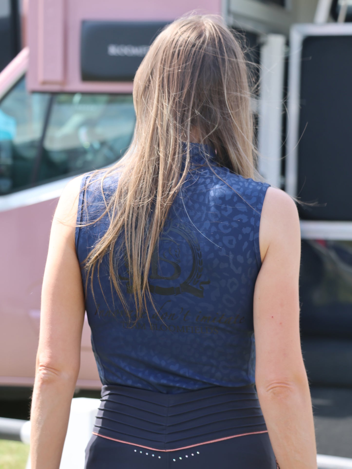 Leonora Navy Leopard Print sleeveless Base Layer
