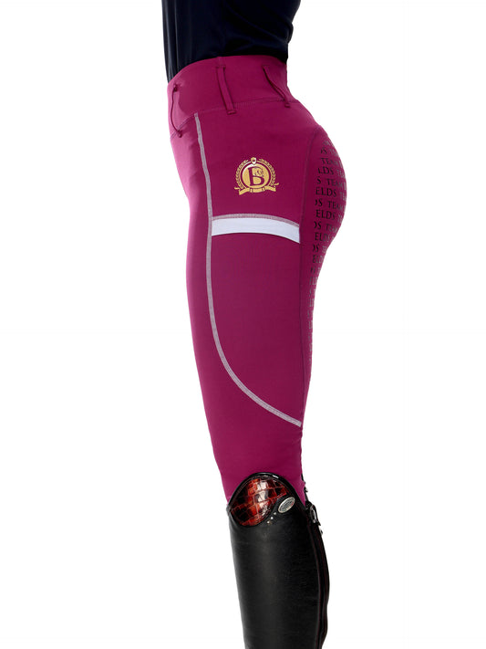 Latina Berry & Grey Full Silicone Seat Riding Leggings