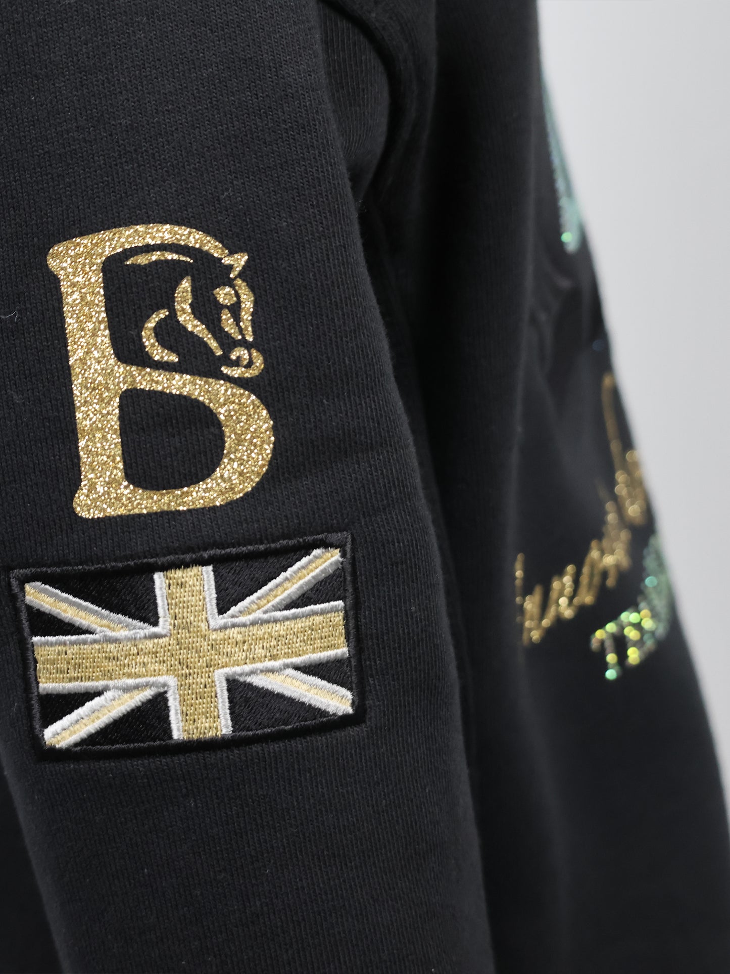 Amelia Black With Gold Cross Necked Adult's Hoodie