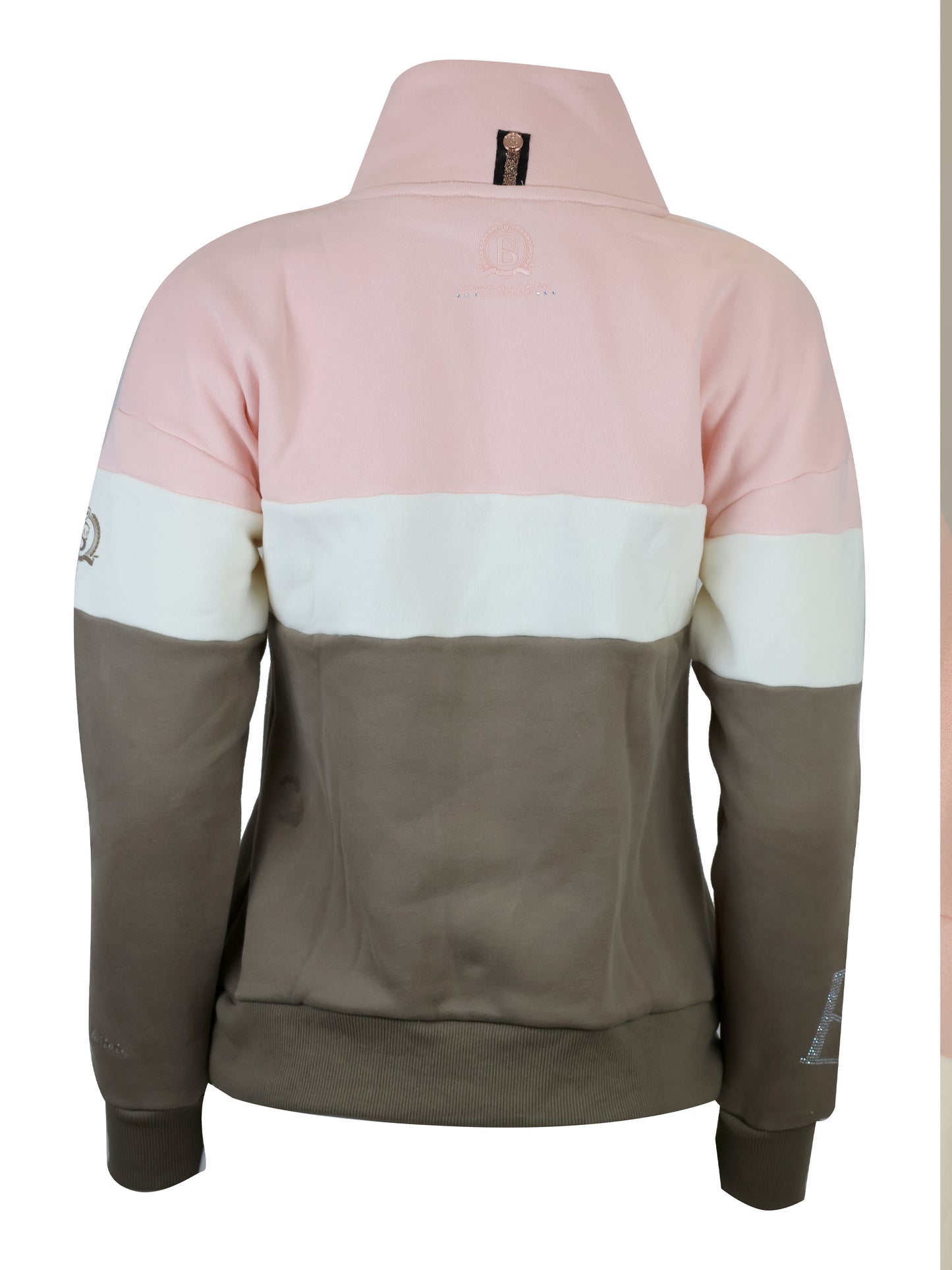 Vanessa V Neck Adult's Top In Tri-Colour Pink, Cream & Khaki