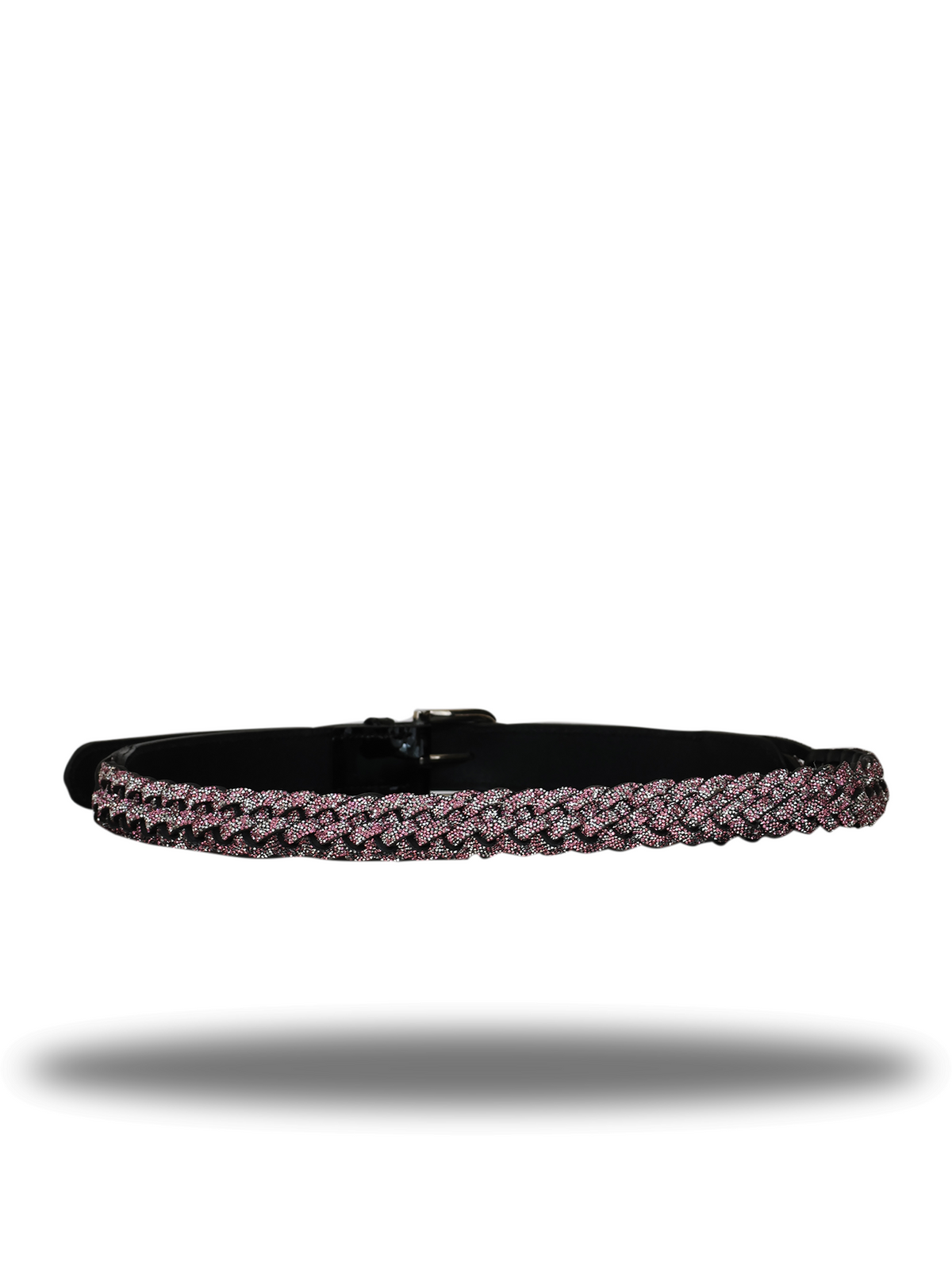 Black & Pink Glitter Leather Belt