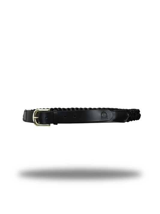 Black Glitter Leather Belt – Champagne Hardware