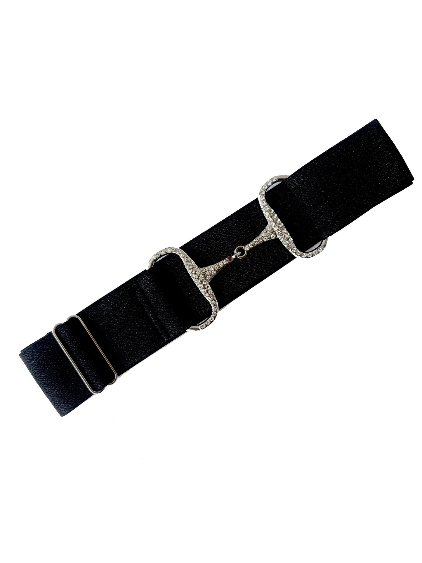 Black With Silver Diamante Snaffle Belt