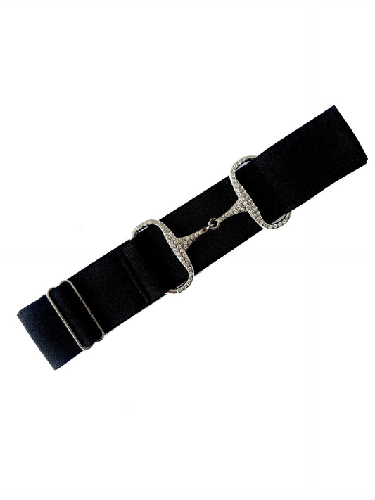 Black With Silver Diamante Snaffle Belt