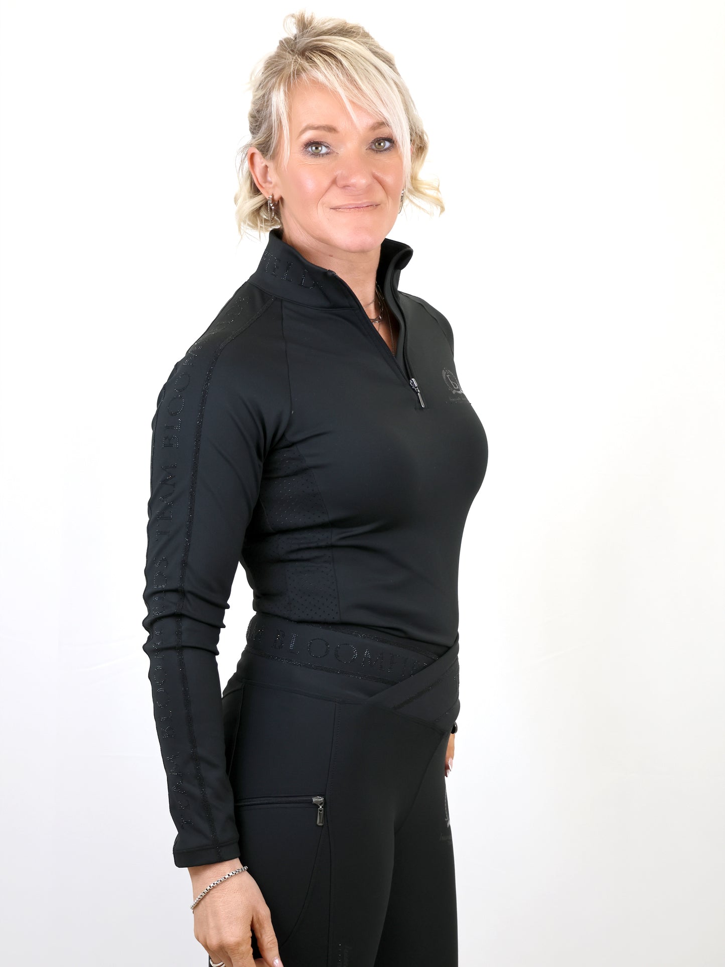 Chloe Black Crystal Base Layer With Long Sleeves