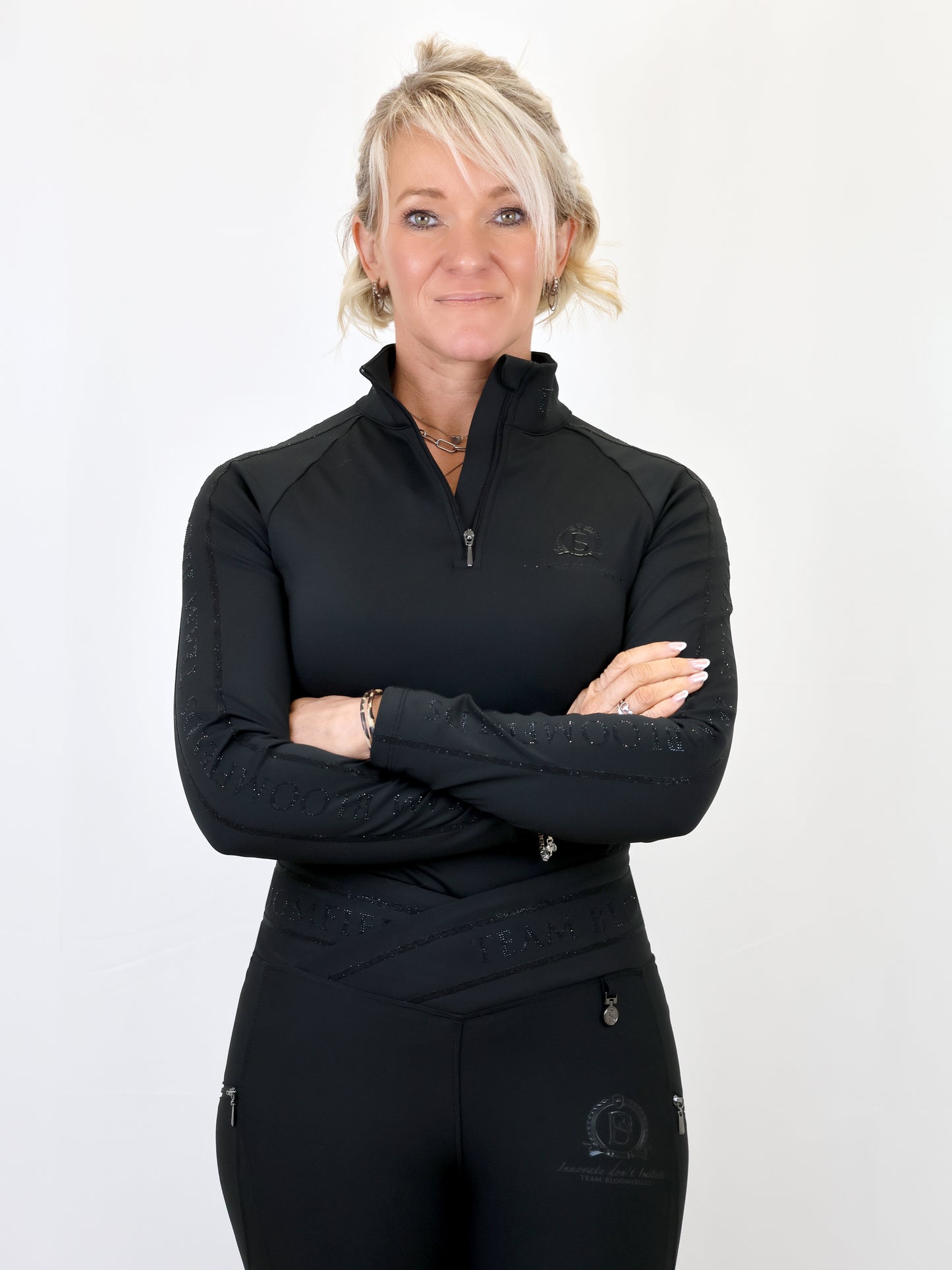 Chloe Black Crystal Base Layer With Long Sleeves