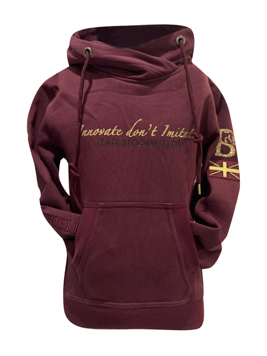 Orla Burgundy with Diamante Cross Necked Mini Hoodie