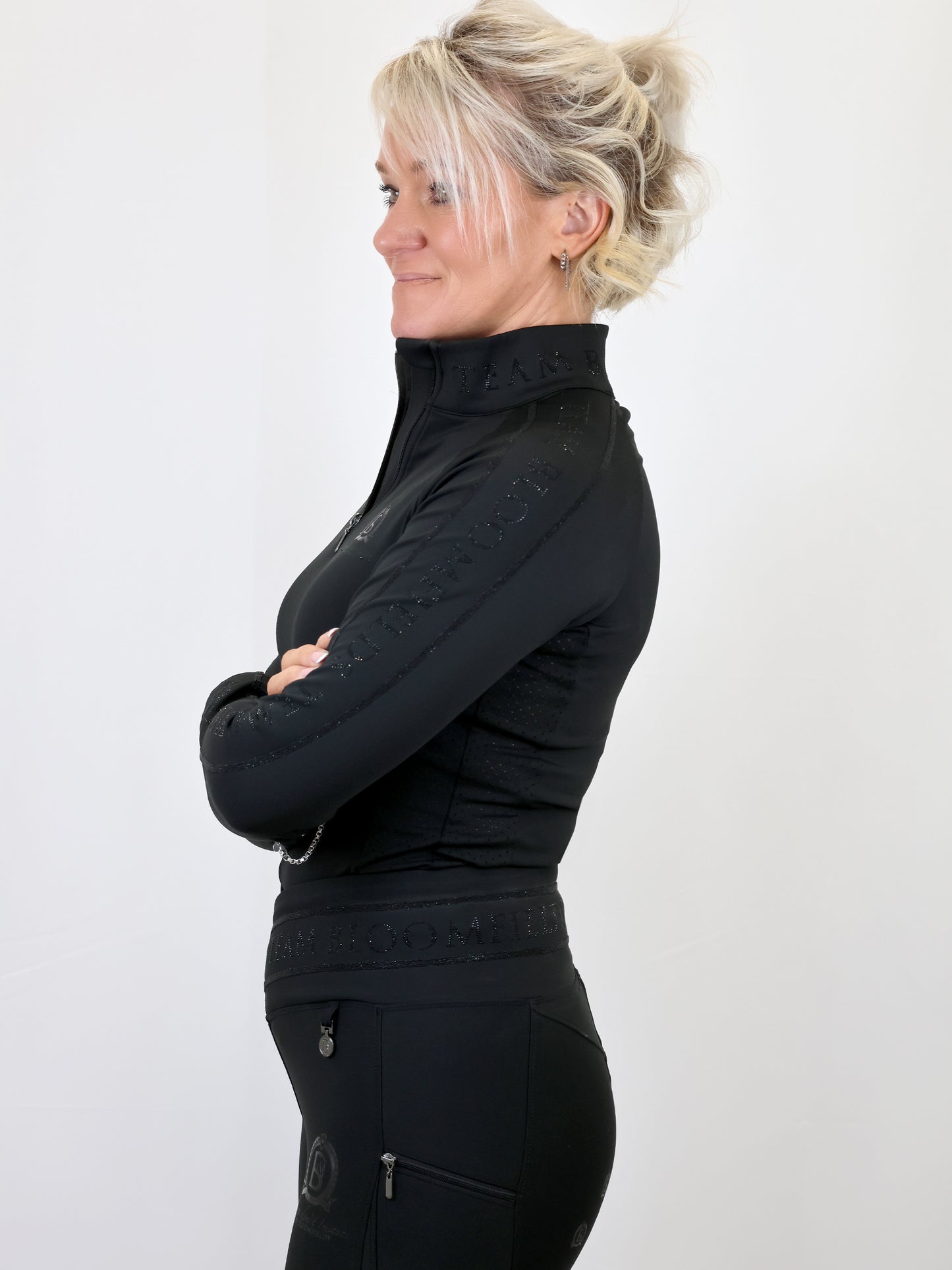 Chloe Black Crystal Base Layer With Long Sleeves