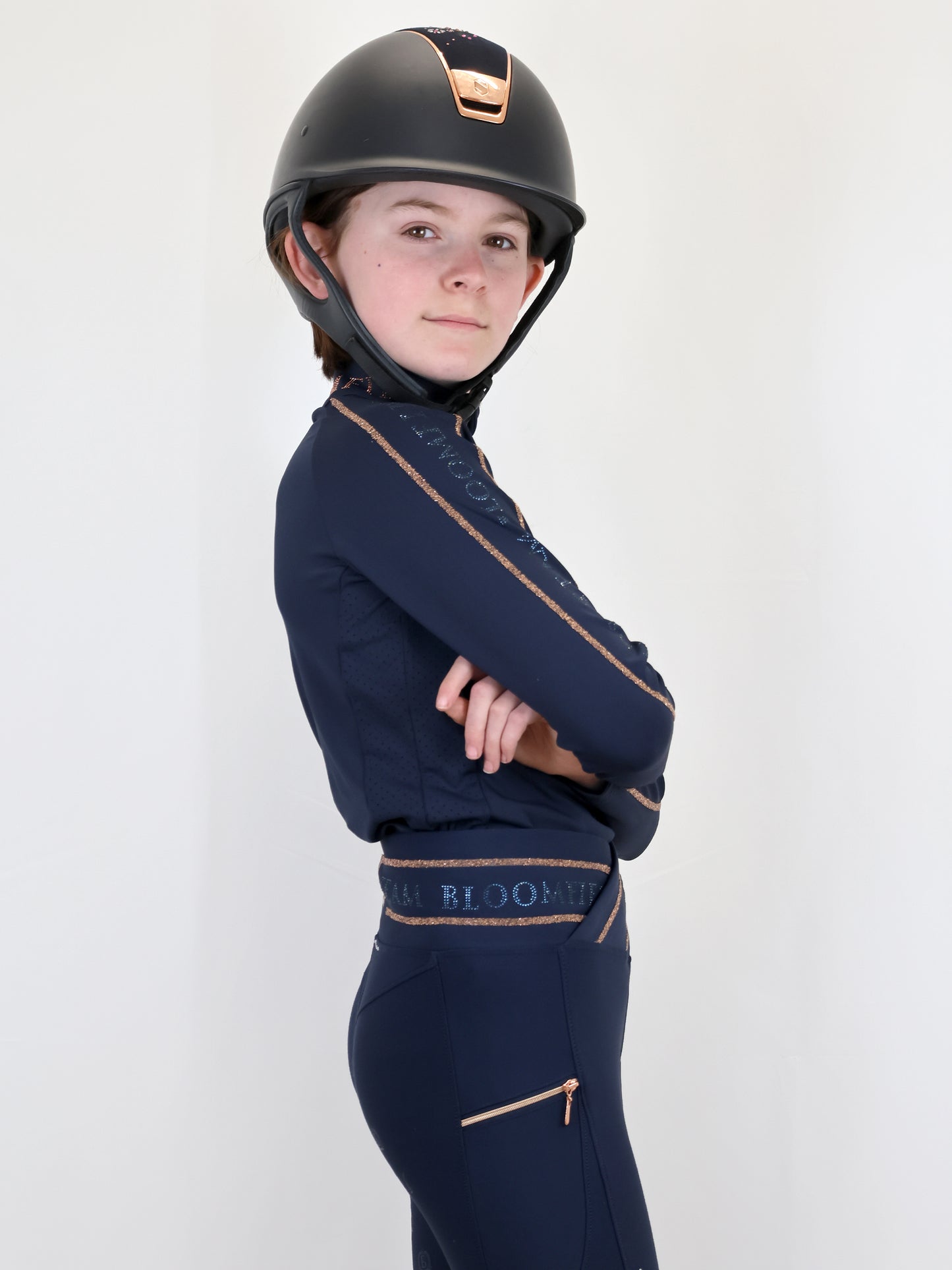 Kids Celeste Navy Crystal leggings