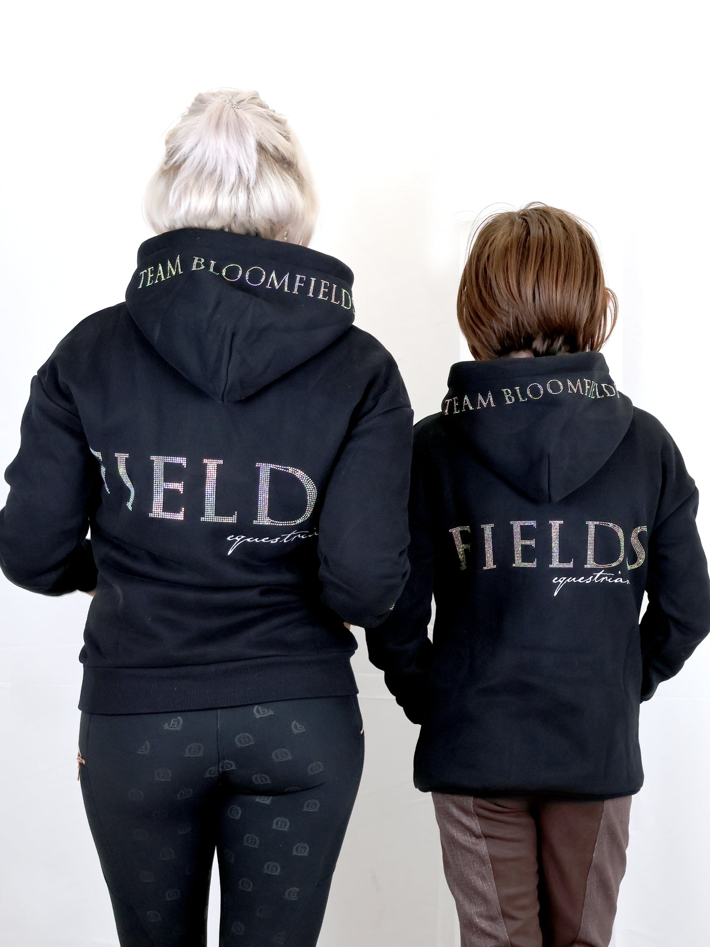 Luna - Rhinestone Logo Hoodie in Black & Silver