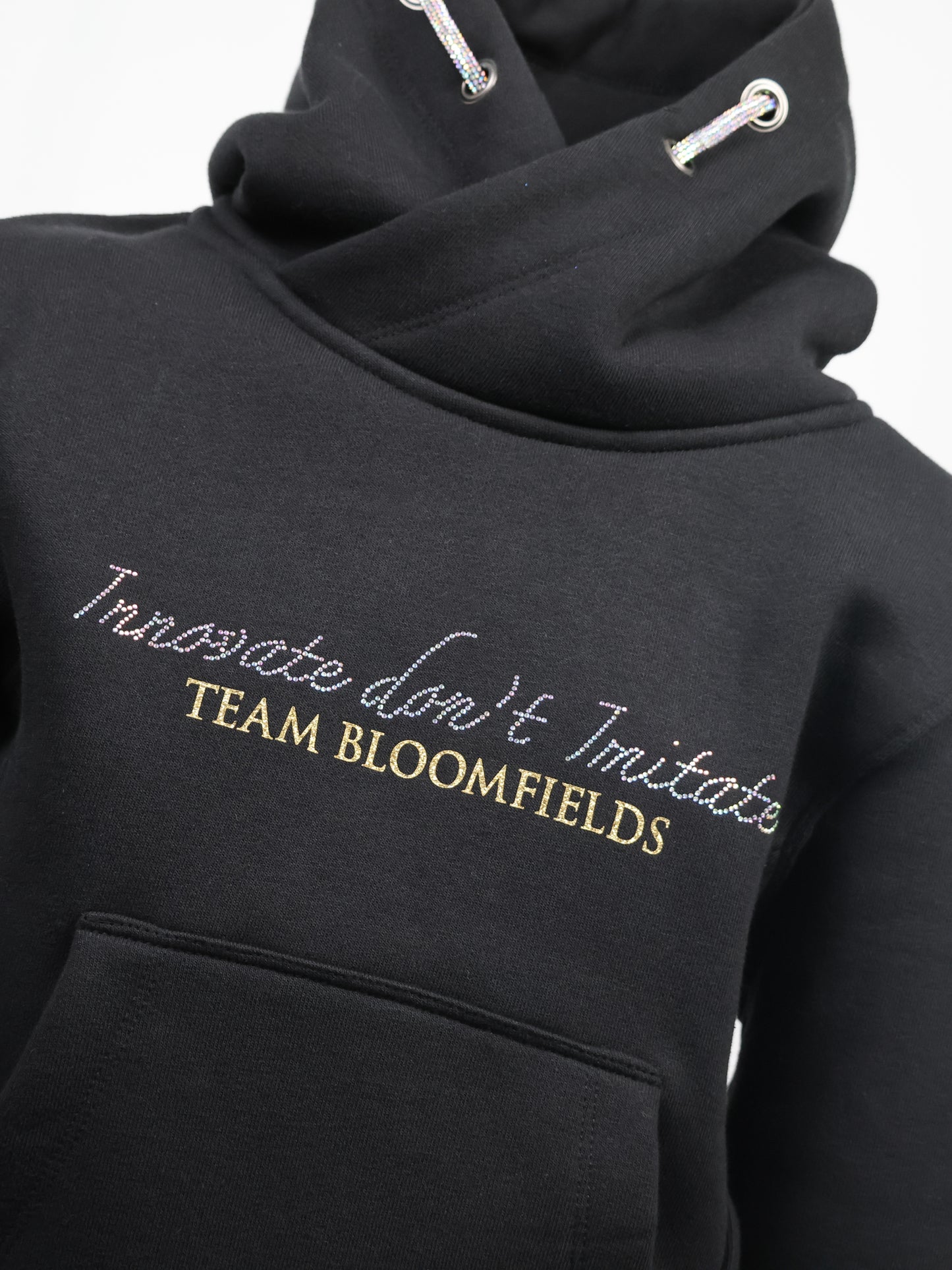 Amelia Black With Gold Cross Necked Adult's Hoodie