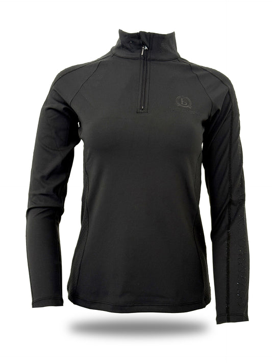 Chloe Black Crystal Base Layer With Long Sleeves