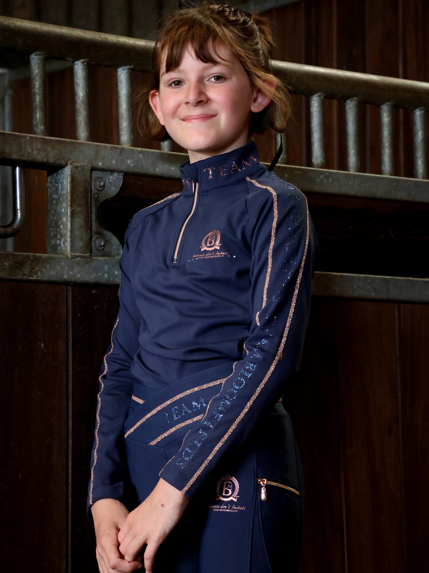 Mini Celeste Navy Crystal leggings