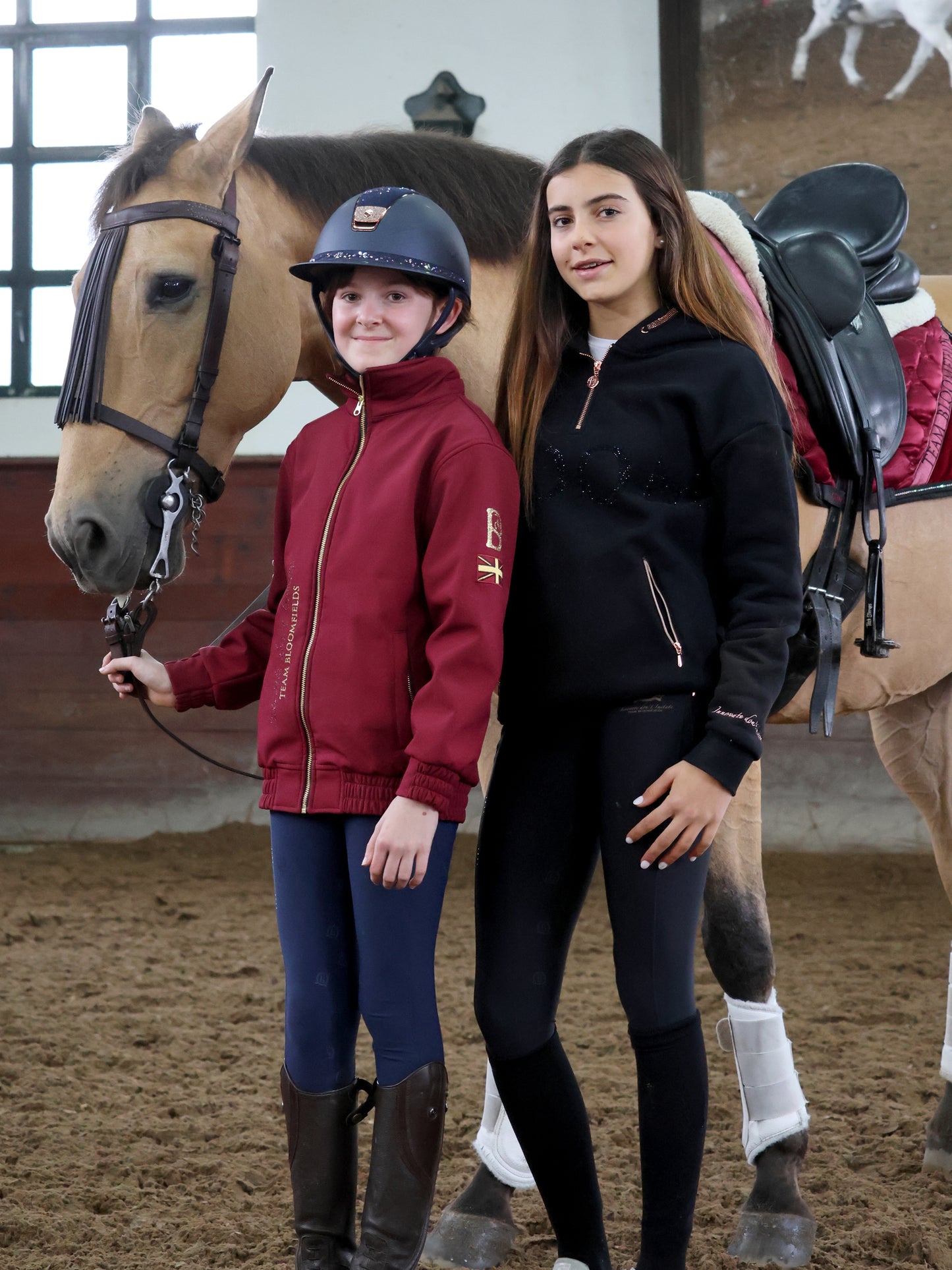 Luna - Rhinestone Logo Hoodie in Black & Rose Gold