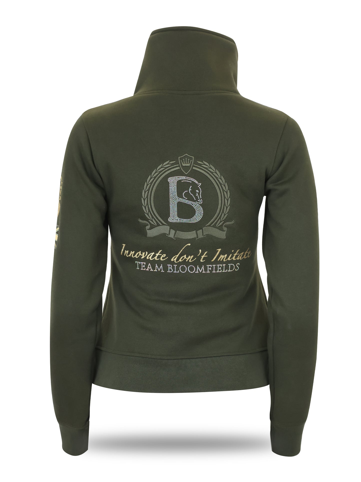 Kids Eleanor in Olive & Gold Diagonal Quarter Zip Top