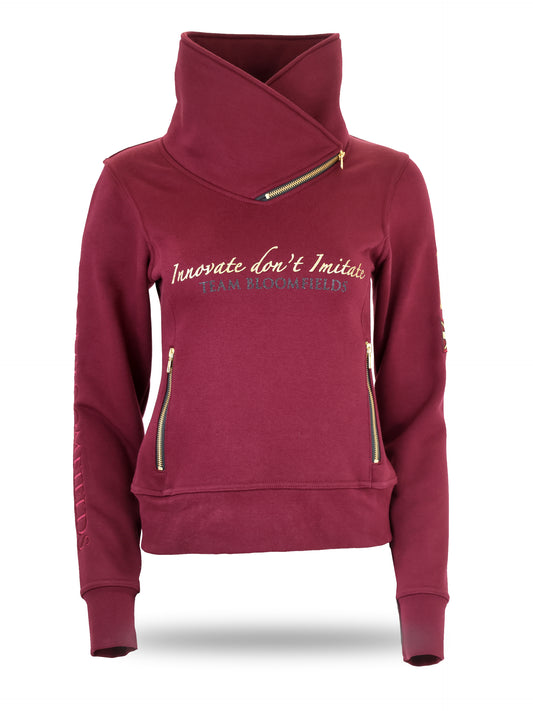 Eleanor Burgundy & Gold High Collar Mini Pullover