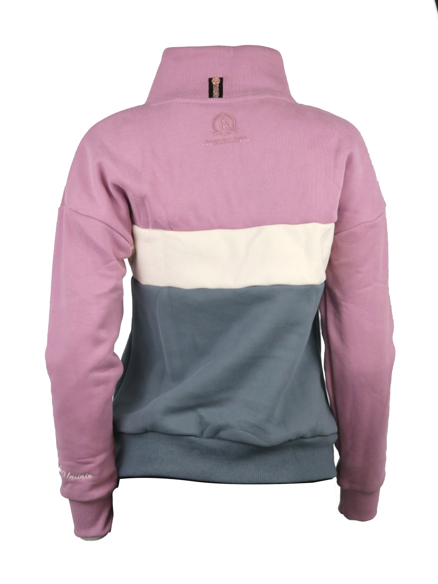 Vanessa V Neck Adult's Top In Tri-Colour Pink, Cream & Grey