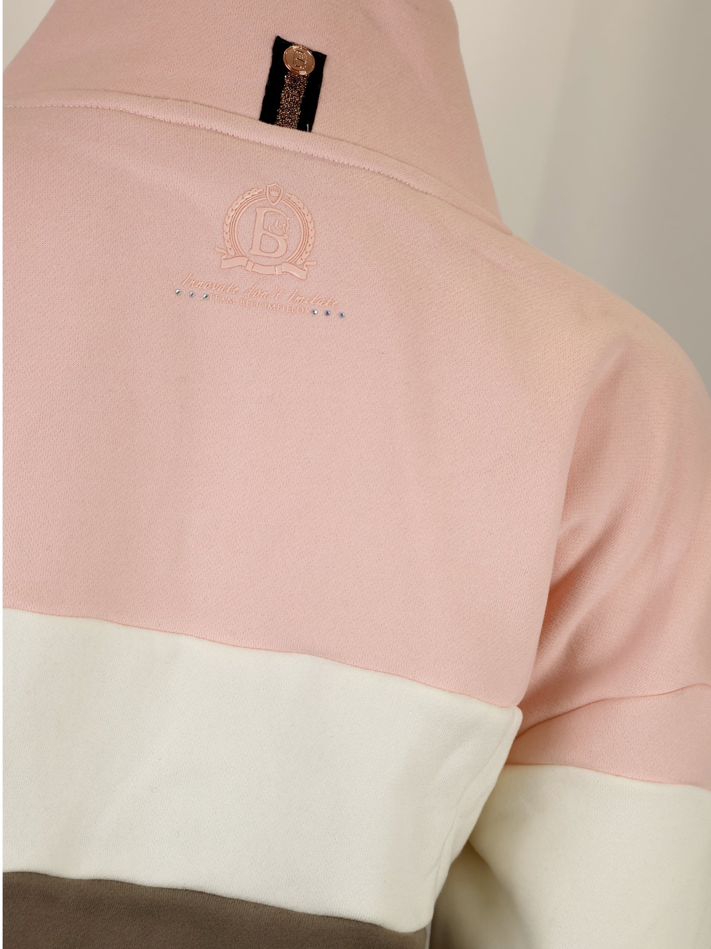 Vanessa V Neck Adult's Top In Tri-Colour Pink, Cream & Khaki