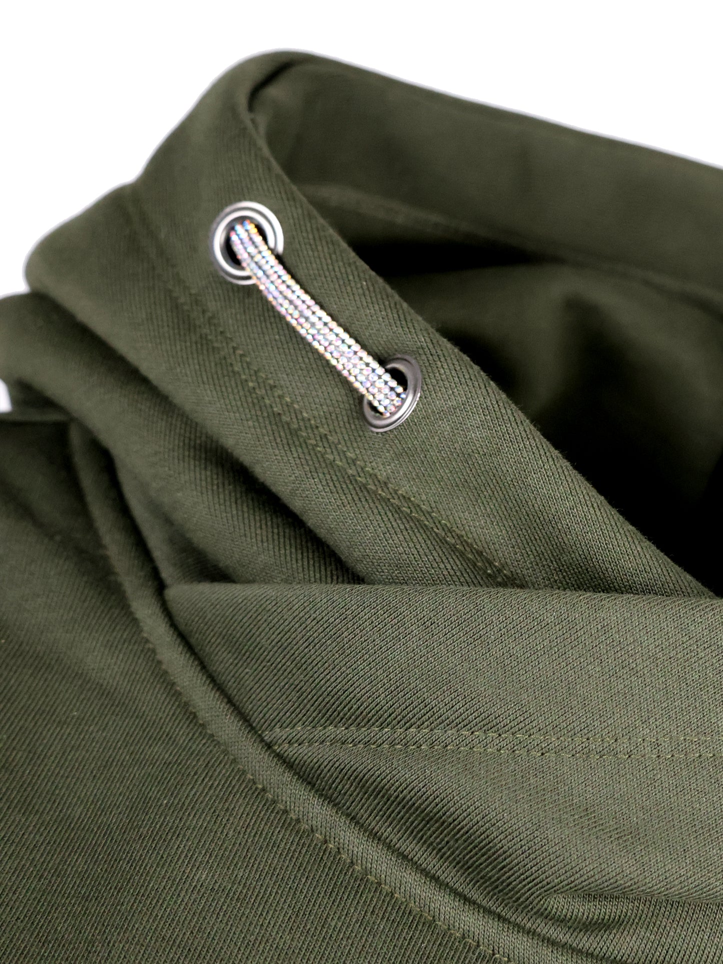 Amelia Olive With Rhinestones  Cross Necked Adult's Hoodie