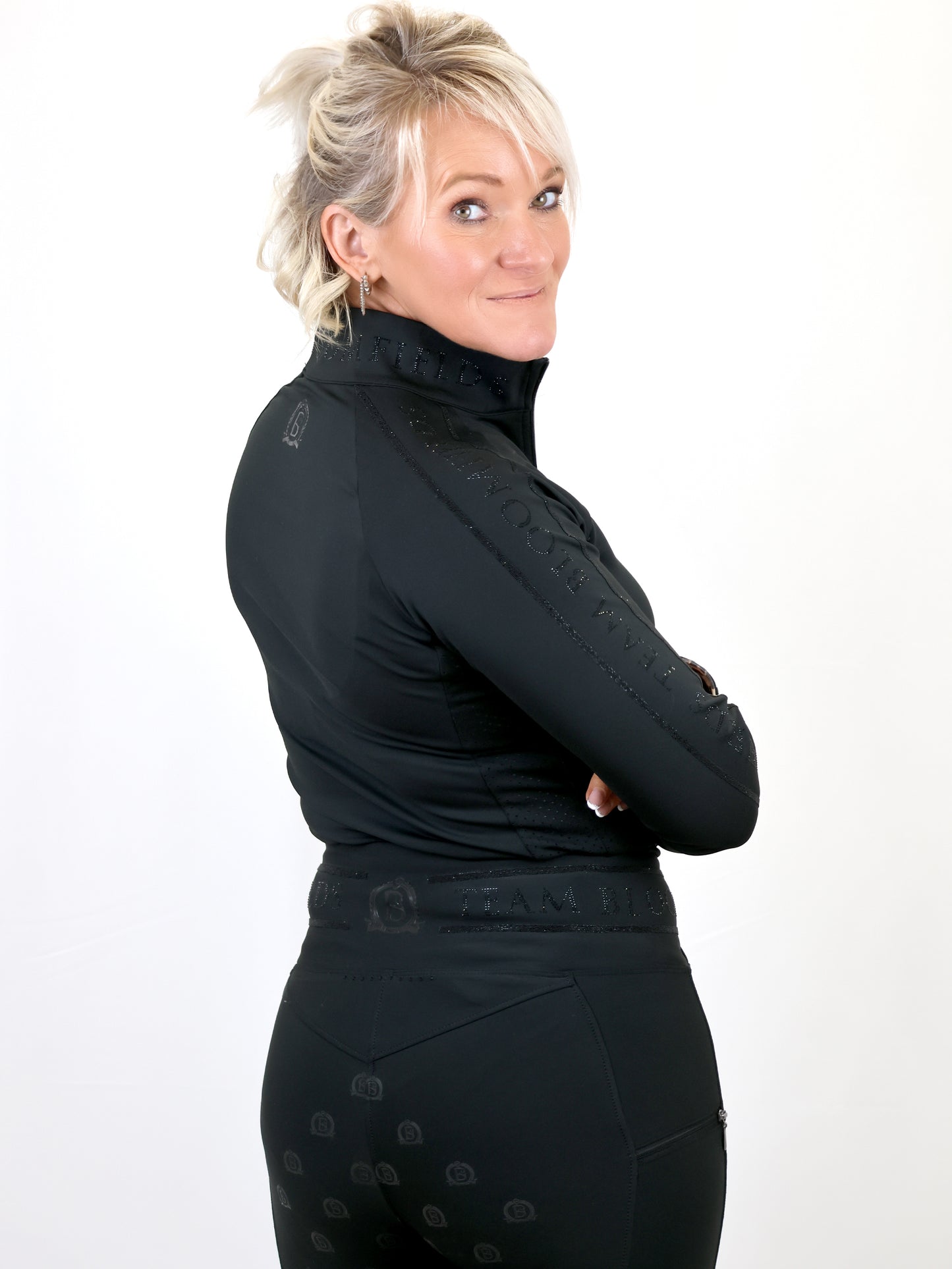 Chloe Black Crystal Base Layer With Long Sleeves